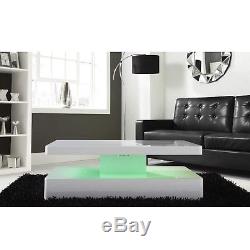 High Gloss White Coffee Table With LED Lighting