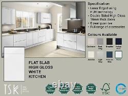 High Gloss White Flat Slab Kitchen BRAND NEW NOT EX DISPLAY 7 UNIT SET