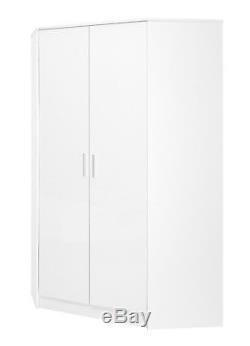 High Gloss White / Matt White Bedroom Furniture Range 2 Door Corner Wardrobe