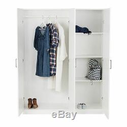 Ikea DOMBAS Large Size 3 Door Wardrobe, White, 140x181cm, Adjustable Shelves Hinges
