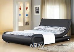 Italian Designer Faux Leather Double or King -Black White Chocolate Bed Frame