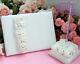 Ivory / White Wedding Guest Book And Pen Set Rose Flowers Boxed New