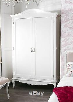 Juliette Shabby Chic White Double Wardrobe. Stunning large white 2 door wardrobe