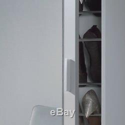 KRISTAL 1 Door Shoe Storage Cabinet Tall Slim Hallway Mirrored Rack in White