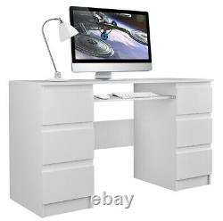 KUBA Large 6 Drawer White Matt Desk