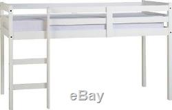 Kid's Panama Mid Sleeper Pine Wood Bed Frame in WHITE, GREY or ANTIQUE PINE