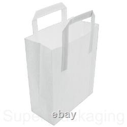 Kraft Paper Bags Brown & White SOS Party Takeaway Food Carrier Strong Handle