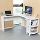 L-shaped Computer Desk Corner Pc Workstation Table Home Office With Shelves White