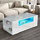 Led Coffee Table Wooden Drawer Storage High Gloss Modern Living Room Furniture