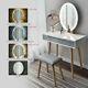 Led Mirror Dressing Table Jewelry Makeup Wood Desk Stool 2 Drawer Bedroom Grey