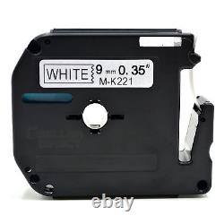 Label Tape For Brother MK-221 P-Touch Black on White 9mm x 8m M-K221