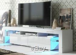 Large 200cm TV Unit Cabinet Stand Matt body and High Gloss Doors, FREE LED