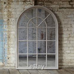 Large Arched Grey Window Shape Arch Mirror Gothic 130cm Indoor Wall Mountable