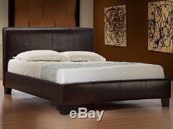 Leather Bed Double King Black Brown White With Memory Foam-orthopaedic Mattress
