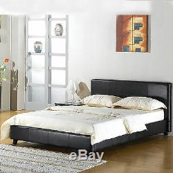 Leather Bed-double King-black-brown-white With Memory Foam-orthopaedic Mattress
