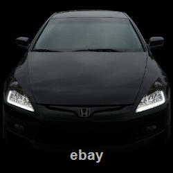 Led Drlfor 2003-2007 Honda Accord Black Housing Amber Side Headlight/lamp Set