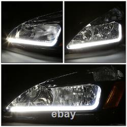 Led Drlfor 2003-2007 Honda Accord Smoked Housing Amber Side Headlight/lamp Set