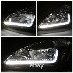 Led Drlfor 2003-2007 Honda Accord Smoked Housing Clear Side Headlight/lamp Set