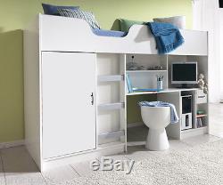 Lifestyle Cabin Single High Sleeper Childrens Kids Bed New White R140w