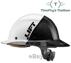 Lift Safety HDF-50C19WC Dax 50/50 Carbon Fiber Full Brim Hard Hat White-Black