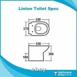 Linton Back to Wall BTW Toilet WC Pan, Soft Close Seat, Cistern & Flush Plate