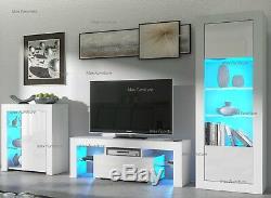 Living Room Set Matt Body & Gloss Doors TV Unit Display Cabinet Cupboard LED