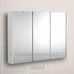 Lux 900 Gloss White 3 Door Mirror Bathroom Cabinet Wall Mounted