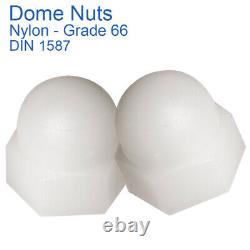 M3 M4 M5 M6 M8 M10 Dome Nuts White Nylon Plastic Hex Dome Nuts Grade 66 Din 1587