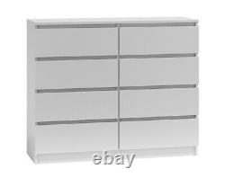 MODERN White Chest Of 8 Drawers Large Matt finished