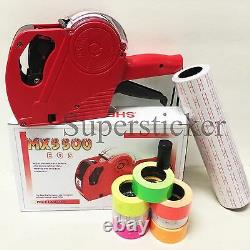 MX-5500 EOS 8 Digits Price Tag Gun +5000 White with Red lines sticker labels + Ink