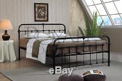 Mandy Double Metal Bed Frame Black Hospital Style Small Double King Size Beds