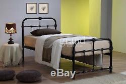 Mandy Double Metal Bed Frame Black Hospital Style Small Double King Size Beds