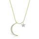 Meira T Stunning Brand New Moon & Star Diamond Necklace 14k Yg 16-18 In Sale
