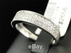 Mens 10K White Gold Genuine Diamond Pave Wedding Engagement Band Ring. 29 Ct