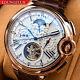 Mens Automatic Mechanical Watch Rose Gold White Dial Brown Diasteria 3109
