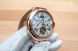 Mens Automatic Mechanical Watch Rose Gold White Dial Brown DIASTERIA 3109