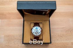 Mens Automatic Mechanical Watch Rose Gold White Dial Brown DIASTERIA 3109