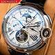 Mens Automatic Mechanical Watch Silver White Dial Black Leather Diasteria 3109