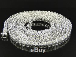 Mens White Gold Finish 1 Row Genuine Diamond Chain Necklace 3.5MM 24 ins 1.75 Ct