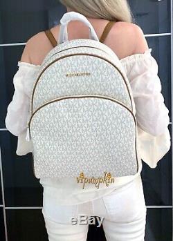 Michael Kors Abbey Large Backpack Mk Signature Pvc Leather Vanilla