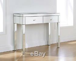 Mirrored Crystal Furniture Glass Dressing Table 2 Drawers And Console Stool UK