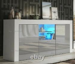 Modern 145cm TV Unit Cabinet Stand Sideboard Matt body and High Gloss Doors LED