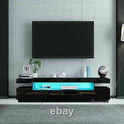 Modern 160cm TV Stand Unit Cabinet Matt Body & High Gloss 3 Drawers LED Light