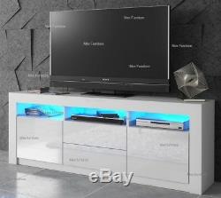 Modern 160cm TV Unit Cabinet TV Stand Matt Body & High Gloss Doors LED Light