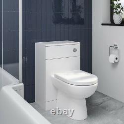 Modern Bathroom Toilet Concealed Cistern Unit 500mm WC White Soft Close Seat