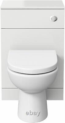 Modern Bathroom Toilet Concealed Cistern Unit 500mm WC White Soft Close Seat