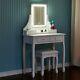 Modern Dressing Table Mirror Led Lights With Usb Power 4 Drawers Makeup Desk