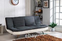 Modern Grey Sofa Bed Brand Fabric 3 Seater Padded Sofabed With Chrome Legs