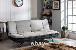 Modern Grey Sofa Bed Brand Fabric 3 Seater Padded Sofabed With Chrome Legs