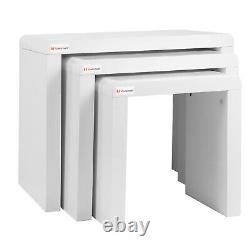 Modern High Gloss White Nest of 3 Coffee Table Side Table